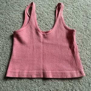 Urban Outfitters Pink Ribbed Cropped Tank Top